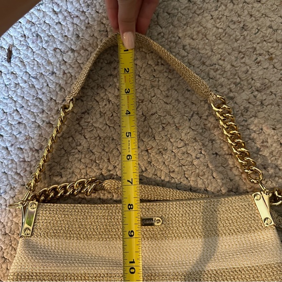 Eric Javits woven shoulder bag - tan white and gold - Picture 9 of 10
